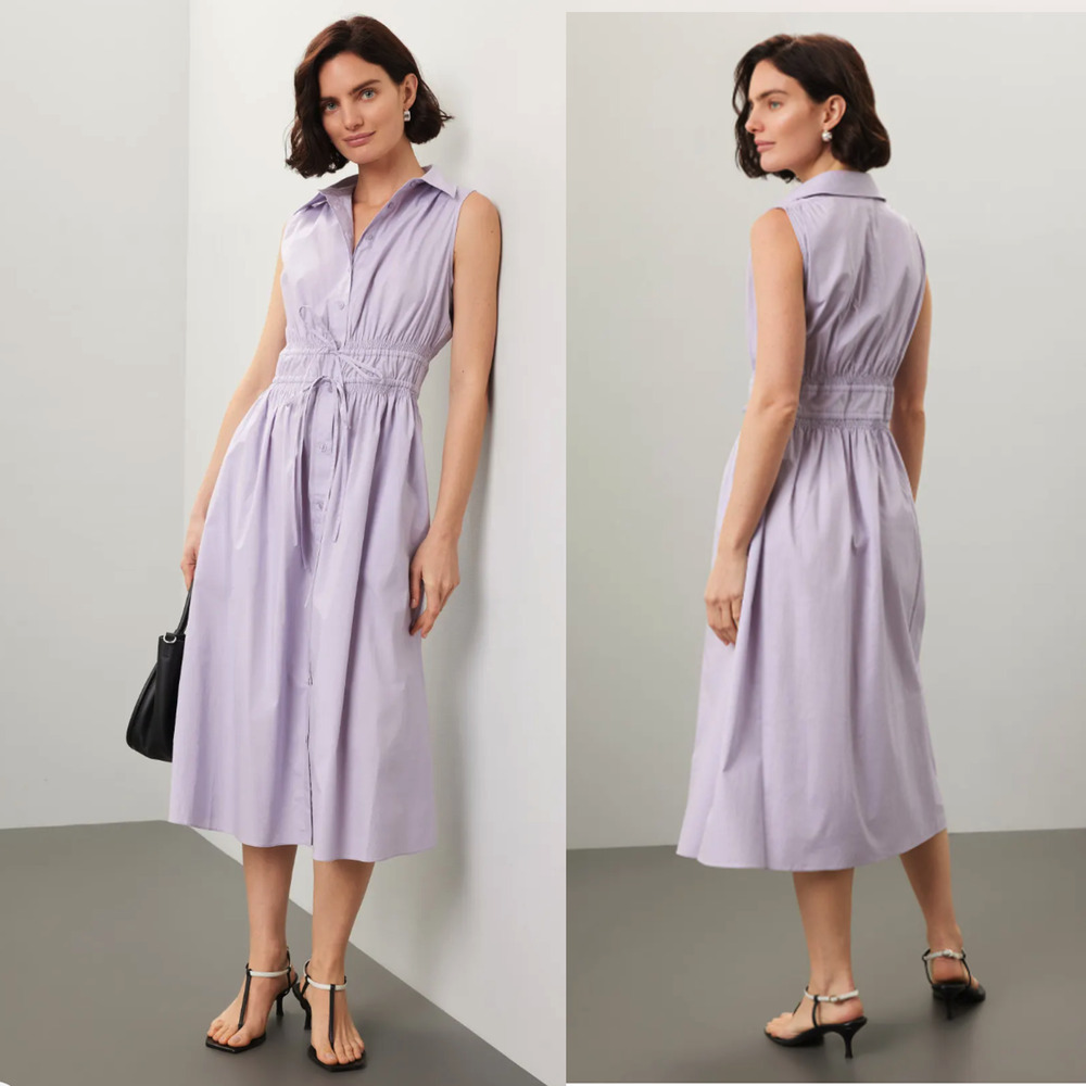 Thakoon Collective Lavender Tie Waist Dress - Size L